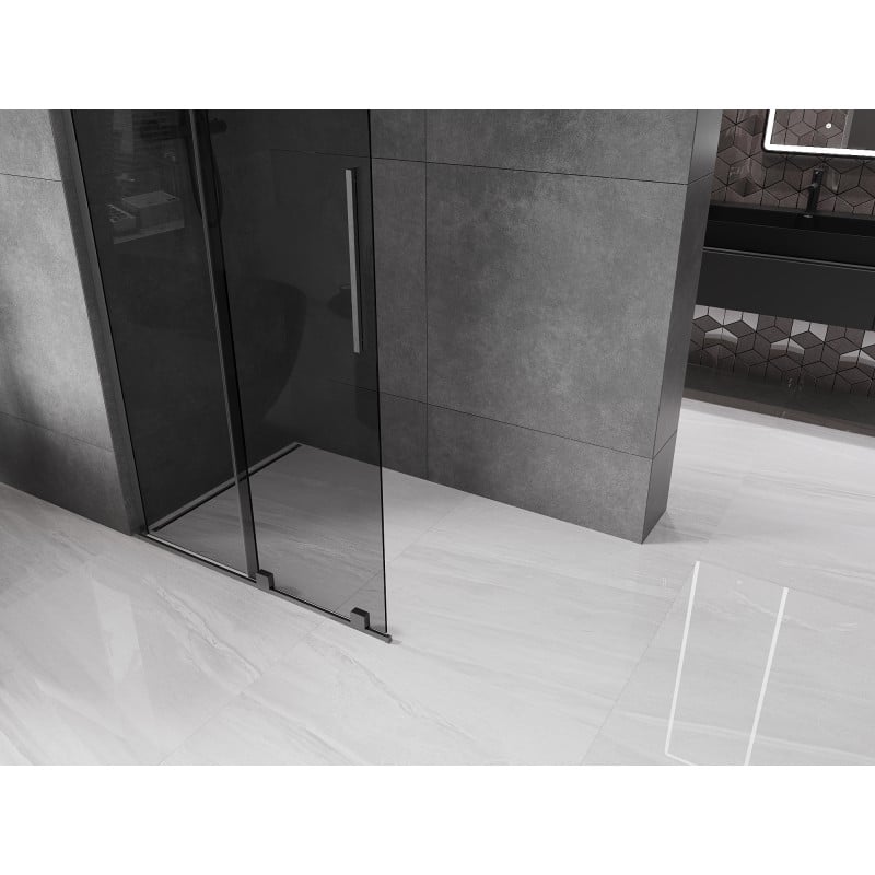 Mexen Velar L ścianka prysznicowa rozsuwana Walk-in 90 x 200 cm, grafit 8 mm, gun gray szczotkowany - 871-090-003-43-66