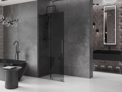 Mexen Velar L ścianka prysznicowa rozsuwana Walk-in 90 x 200 cm, grafit 8 mm, gun gray szczotkowany - 871-090-003-43-66