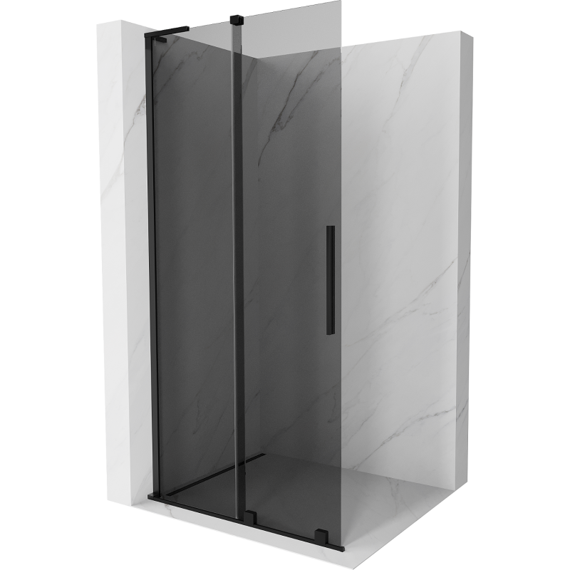 Mexen Velar L ścianka prysznicowa rozsuwana Walk-in 110 x 200 cm, grafit 8 mm, czarna - 871-110-003-43-70