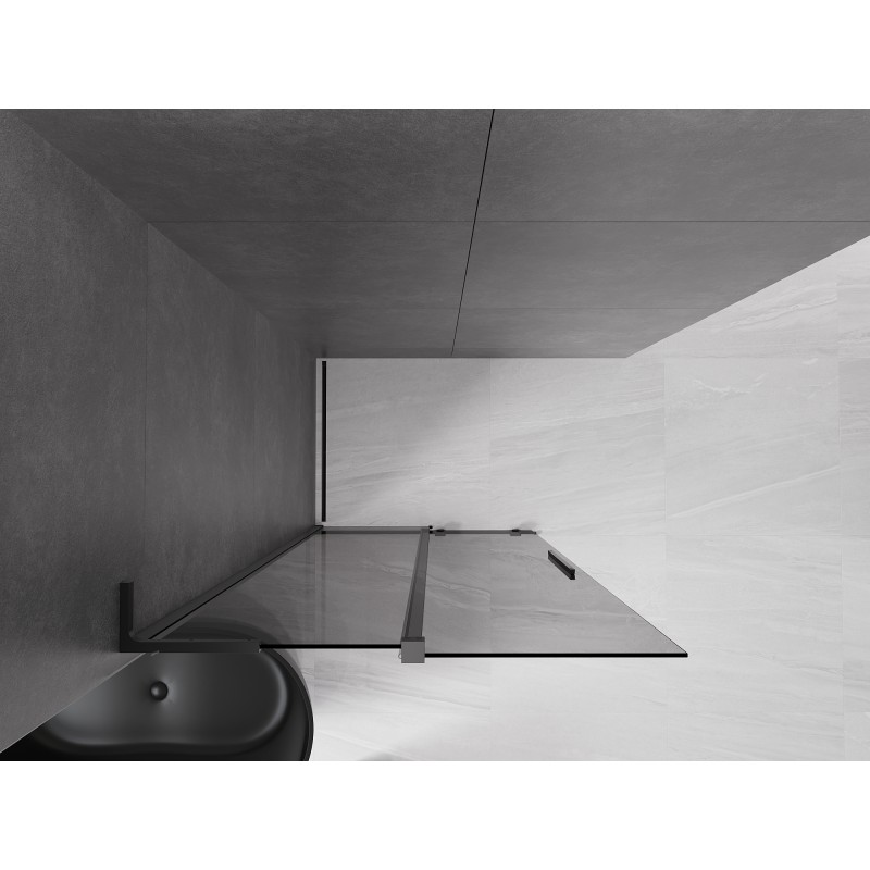Mexen Velar L ścianka prysznicowa rozsuwana Walk-in 100 x 200 cm, grafit 8 mm, czarna - 871-100-003-43-70