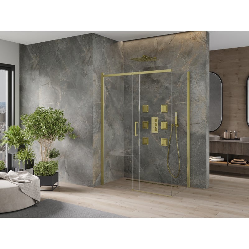 Mexen Omega kabina prysznicowa rozsuwana 130 x 70 cm, transparent, złota - 825-130-070-50-00