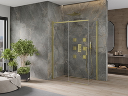 Mexen Omega kabina prysznicowa rozsuwana 130 x 70 cm, transparent, złota - 825-130-070-50-00