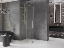 Mexen Velar L ścianka prysznicowa rozsuwana Walk-in 90 x 200 cm, transparent 8 mm, złota - 871-090-003-03-50