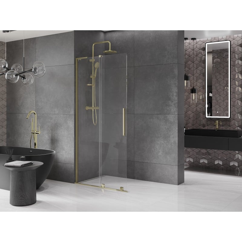 Mexen Velar L ścianka prysznicowa rozsuwana Walk-in 120 x 200 cm, transparent 8 mm, złota - 871-120-003-03-50