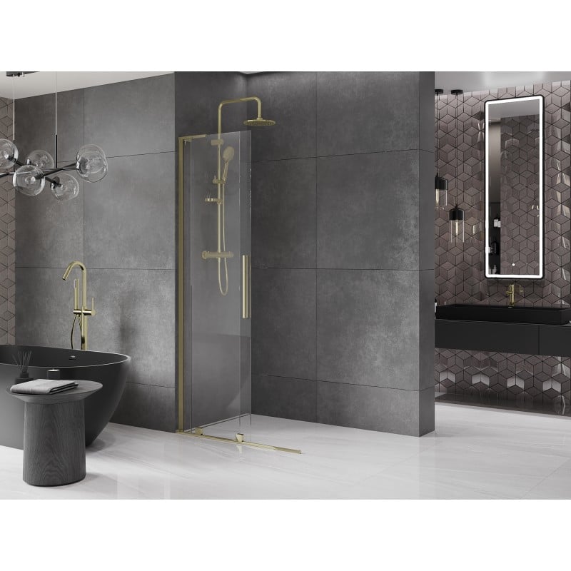 Mexen Velar L ścianka prysznicowa rozsuwana Walk-in 100 x 200 cm, transparent 8 mm, złota - 871-100-003-03-50