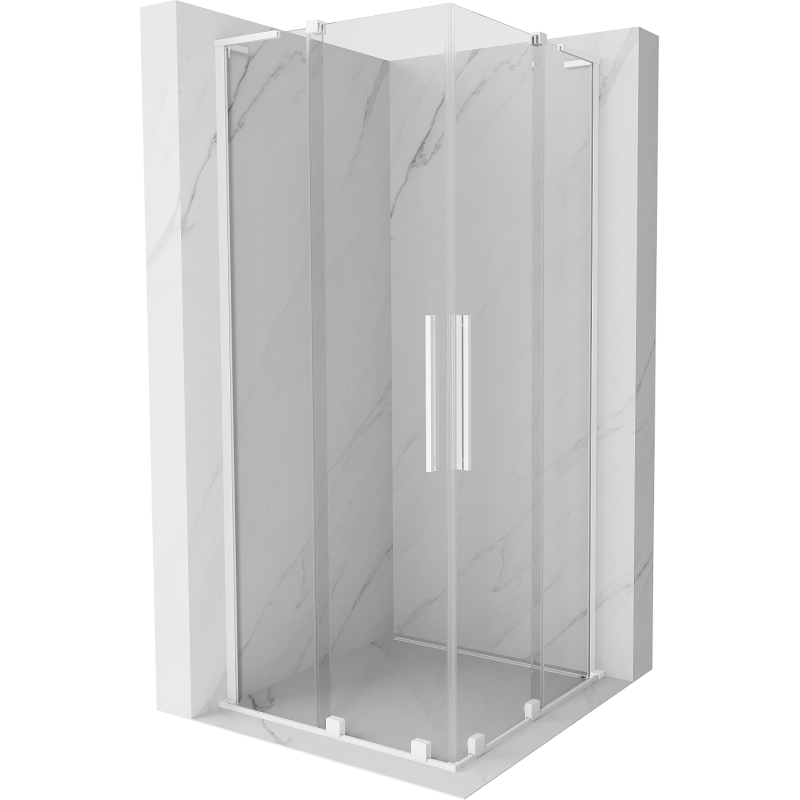 Mexen Velar L Duo kabina prysznicowa rozsuwana 80 x 80 cm, transparent, biała - 871-080-080-02-03-20