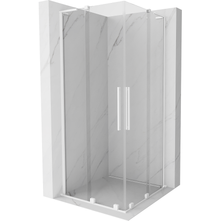 Mexen Velar L Duo kabina prysznicowa rozsuwana 90 x 90 cm, transparent, biała - 871-090-090-02-03-20
