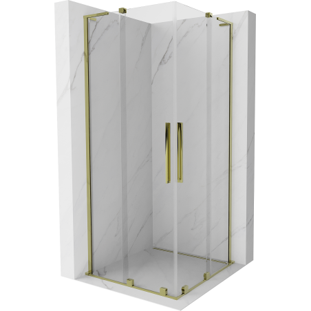 Mexen Velar L Duo kabina prysznicowa rozsuwana 80 x 80 cm, transparent, złota - 871-080-080-02-03-50