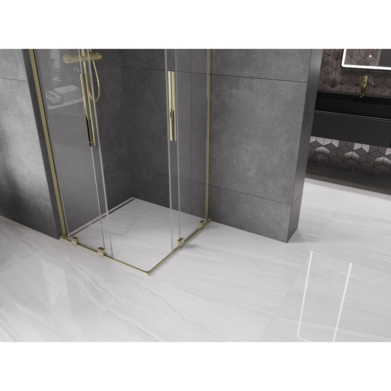Mexen Velar L Duo kabina prysznicowa rozsuwana 80 x 80 cm, transparent, złota - 871-080-080-02-03-50