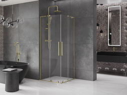 Mexen Velar L Duo kabina prysznicowa rozsuwana 90 x 90 cm, transparent, złota - 871-090-090-02-03-50