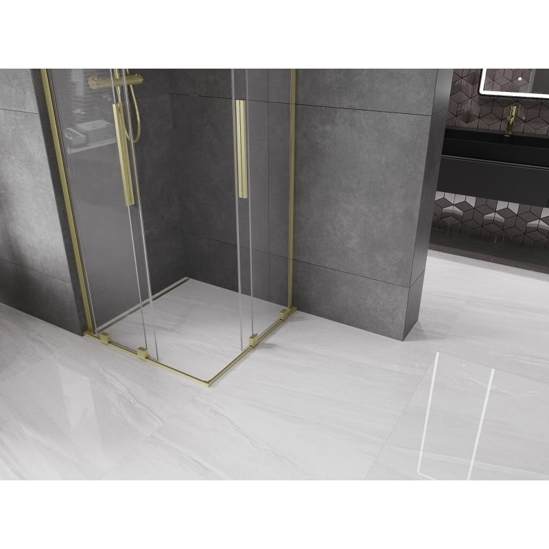 Mexen Velar L Duo kabina prysznicowa rozsuwana 80 x 80 cm, transparent, złota szczotkowana - 871-080-080-02-03-55