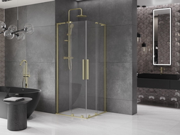 Mexen Velar L Duo kabina prysznicowa rozsuwana 80 x 80 cm, transparent, złota szczotkowana - 871-080-080-02-03-55