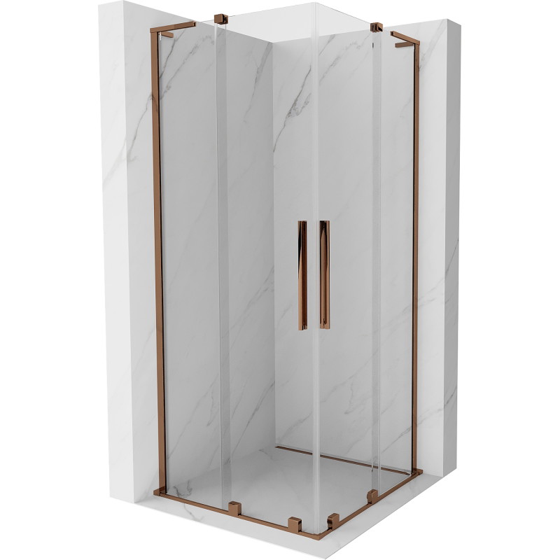 Mexen Velar L Duo kabina prysznicowa rozsuwana 90 x 90 cm, transparent, różowe złoto - 871-090-090-02-03-60