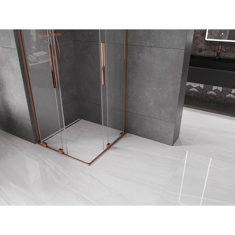 Mexen Velar L Duo kabina prysznicowa rozsuwana 90 x 90 cm, transparent, różowe złoto - 871-090-090-02-03-60