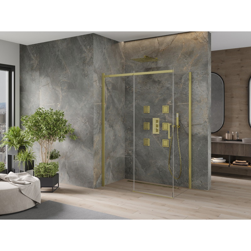 Mexen Omega kabina prysznicowa rozsuwana 140 x 70 cm, transparent, złota - 825-140-070-50-00
