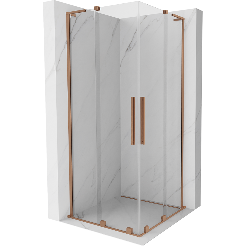 Mexen Velar L Duo kabina prysznicowa rozsuwana 100 x 100 cm, transparent, miedź szczotkowana - 871-100-100-02-03-65