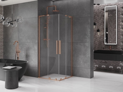 Mexen Velar L Duo kabina prysznicowa rozsuwana 90 x 90 cm, transparent, miedź szczotkowana - 871-090-090-02-03-65