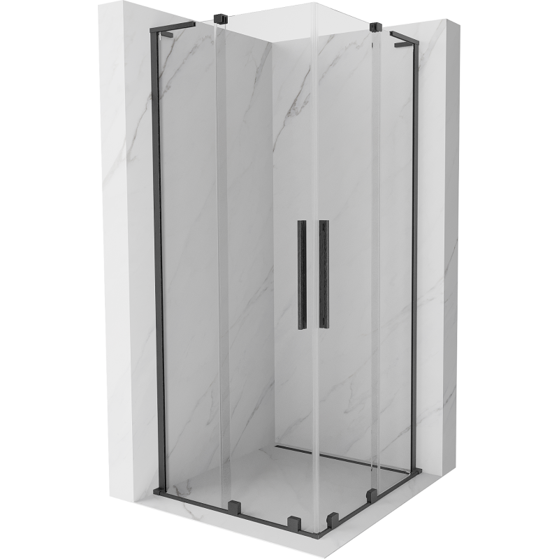 Mexen Velar L Duo kabina prysznicowa rozsuwana 100 x 100 cm, transparent, gun gray szczotkowany - 871-100-100-02-03-66