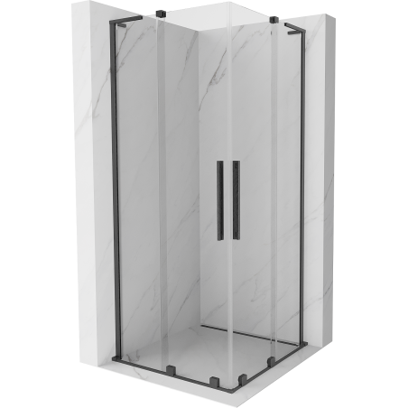 Mexen Velar L Duo kabina prysznicowa rozsuwana 90 x 90 cm, transparent, gun gray szczotkowany - 871-090-090-02-03-66