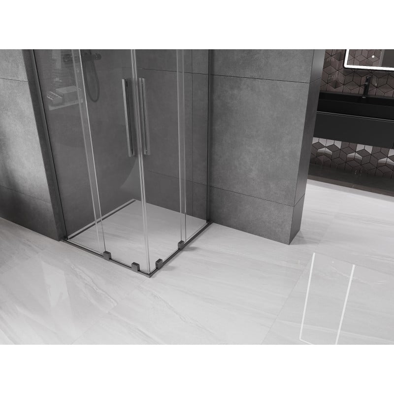Mexen Velar L Duo kabina prysznicowa rozsuwana 90 x 90 cm, transparent, gun gray szczotkowany - 871-090-090-02-03-66