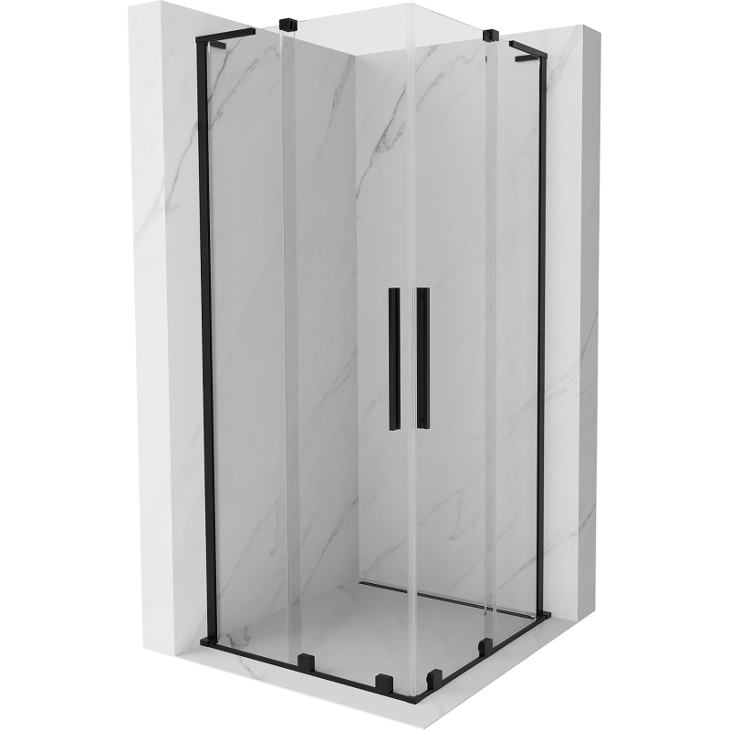 Mexen Velar L Duo kabina prysznicowa rozsuwana 80 x 80 cm, transparent, czarna - 871-080-080-02-03-70
