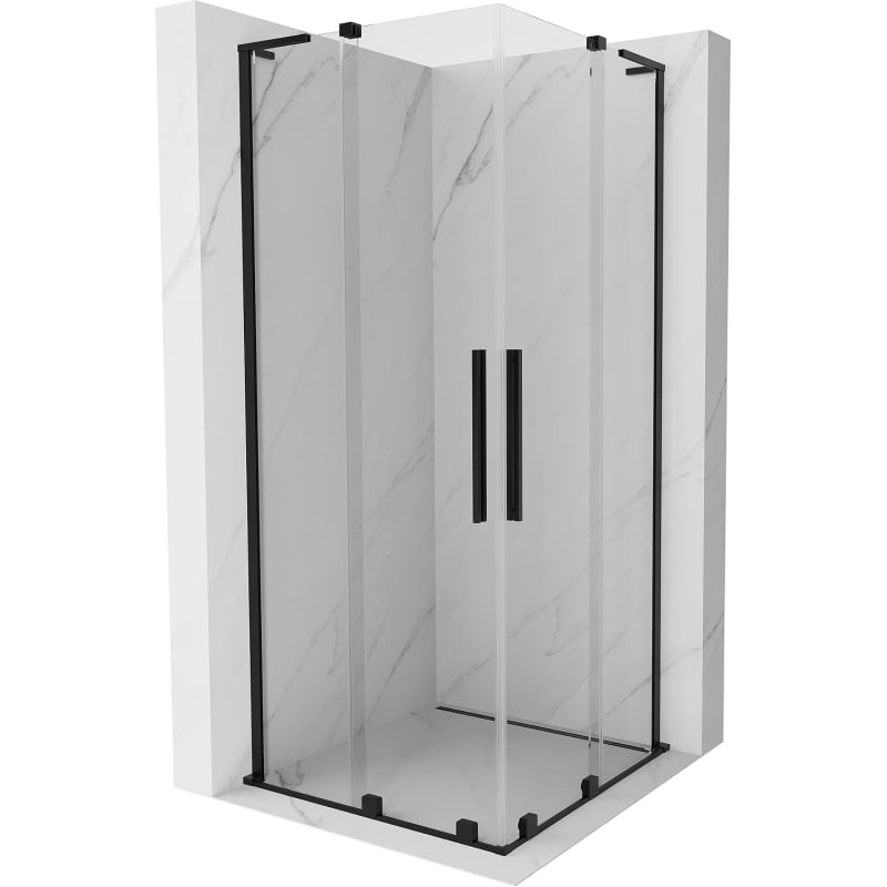 Mexen Velar L Duo kabina prysznicowa rozsuwana 100 x 100 cm, transparent, czarna - 871-100-100-02-03-70