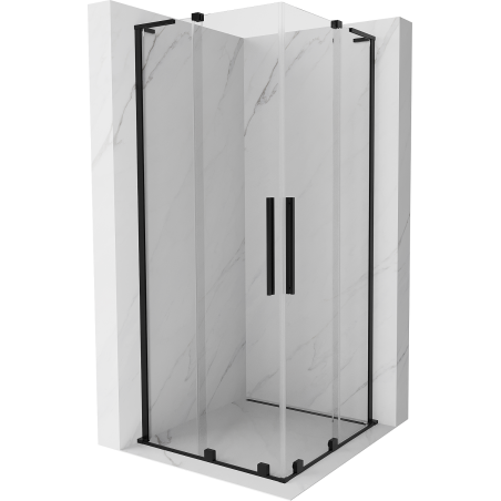 Mexen Velar L Duo kabina prysznicowa rozsuwana 100 x 100 cm, transparent, czarna - 871-100-100-02-03-70