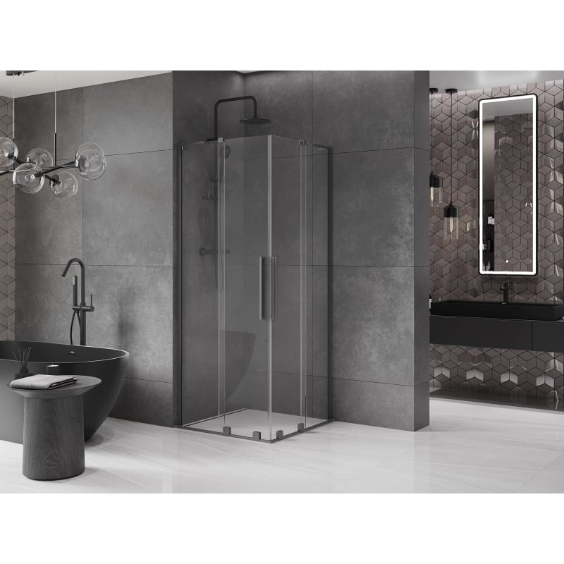 Mexen Velar L Duo kabina prysznicowa rozsuwana 90 x 90 cm, transparent, gun metal - 871-090-090-02-03-95