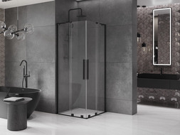 Mexen Velar L Duo kabina prysznicowa rozsuwana 90 x 90 cm, transparent, czarna - 871-090-090-02-03-70