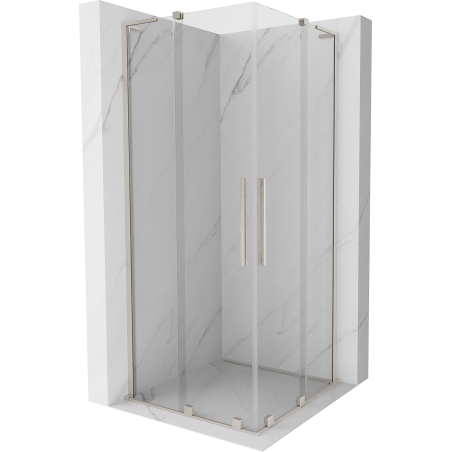 Mexen Velar L Duo kabina prysznicowa rozsuwana 80 x 80 cm, transparent, nikiel szczotkowany - 871-080-080-02-03-97