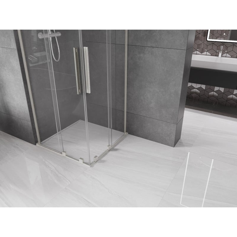 Mexen Velar L Duo kabina prysznicowa rozsuwana 90 x 90 cm, transparent, nikiel szczotkowany - 871-090-090-02-03-97