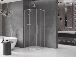 Mexen Velar L Duo kabina prysznicowa rozsuwana 90 x 90 cm, transparent, nikiel szczotkowany - 871-090-090-02-03-97