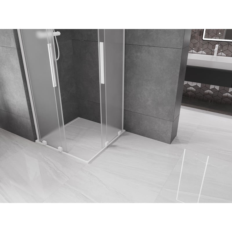 Mexen Velar L Duo kabina prysznicowa rozsuwana 90 x 90 cm, szron, biała - 871-090-090-02-33-20