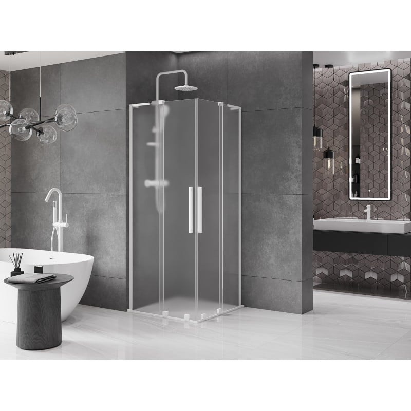 Mexen Velar L Duo kabina prysznicowa rozsuwana 90 x 90 cm, szron, biała - 871-090-090-02-33-20