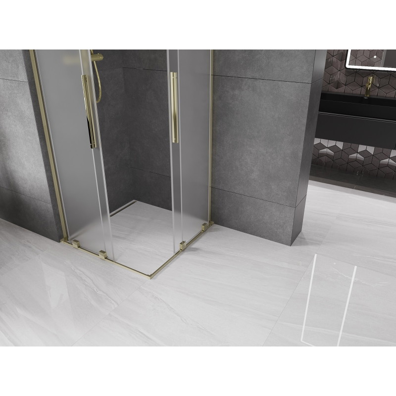 Mexen Velar L Duo kabina prysznicowa rozsuwana 80 x 80 cm, szron, złota - 871-080-080-02-33-50