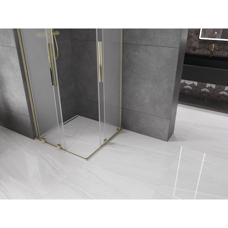 Mexen Velar L Duo kabina prysznicowa rozsuwana 90 x 90 cm, szron, złota - 871-090-090-02-33-50