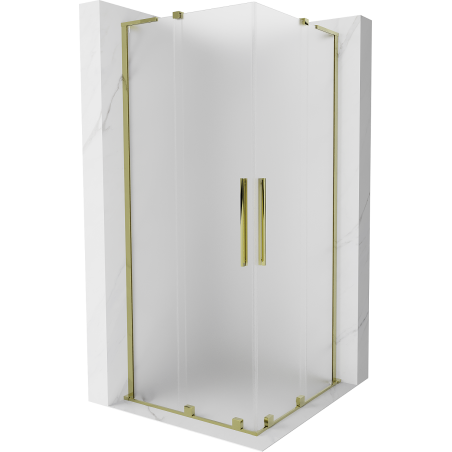 Mexen Velar L Duo kabina prysznicowa rozsuwana 90 x 90 cm, szron, złota - 871-090-090-02-33-50