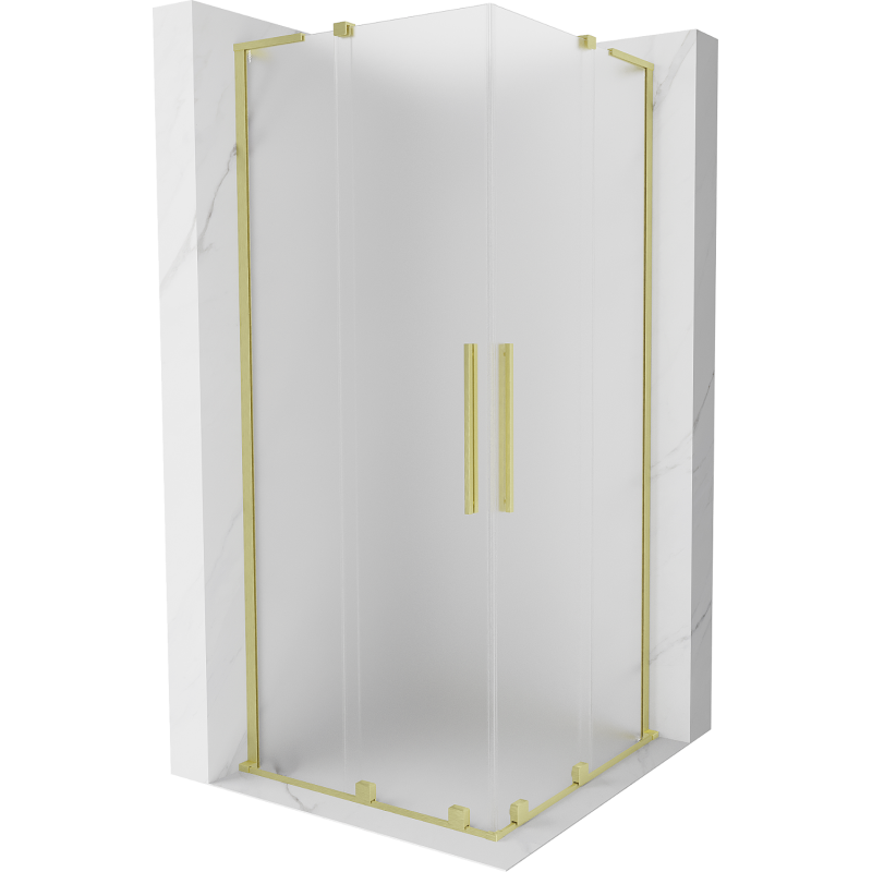 Mexen Velar L Duo kabina prysznicowa rozsuwana 90 x 90 cm, szron, złota szczotkowana - 871-090-090-02-33-55