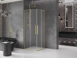 Mexen Velar L Duo kabina prysznicowa rozsuwana 80 x 80 cm, szron, złota szczotkowana - 871-080-080-02-33-55