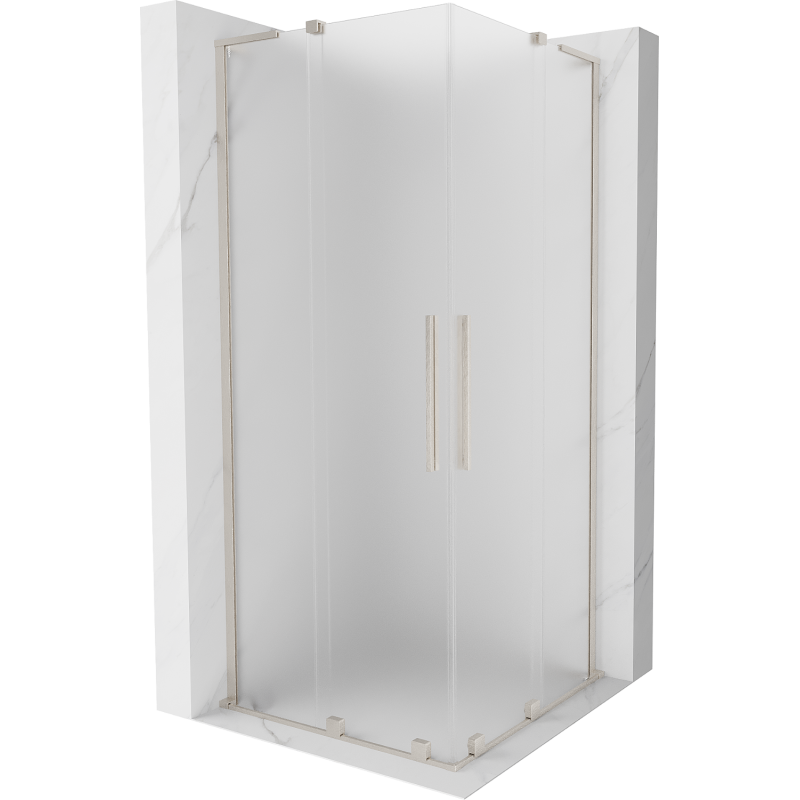 Mexen Velar L Duo kabina prysznicowa rozsuwana 80 x 80 cm, szron, nikiel szczotkowany - 871-080-080-02-33-97