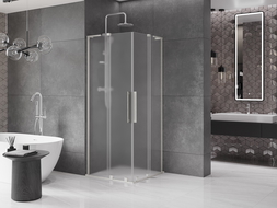 Mexen Velar L Duo kabina prysznicowa rozsuwana 80 x 80 cm, szron, nikiel szczotkowany - 871-080-080-02-33-97