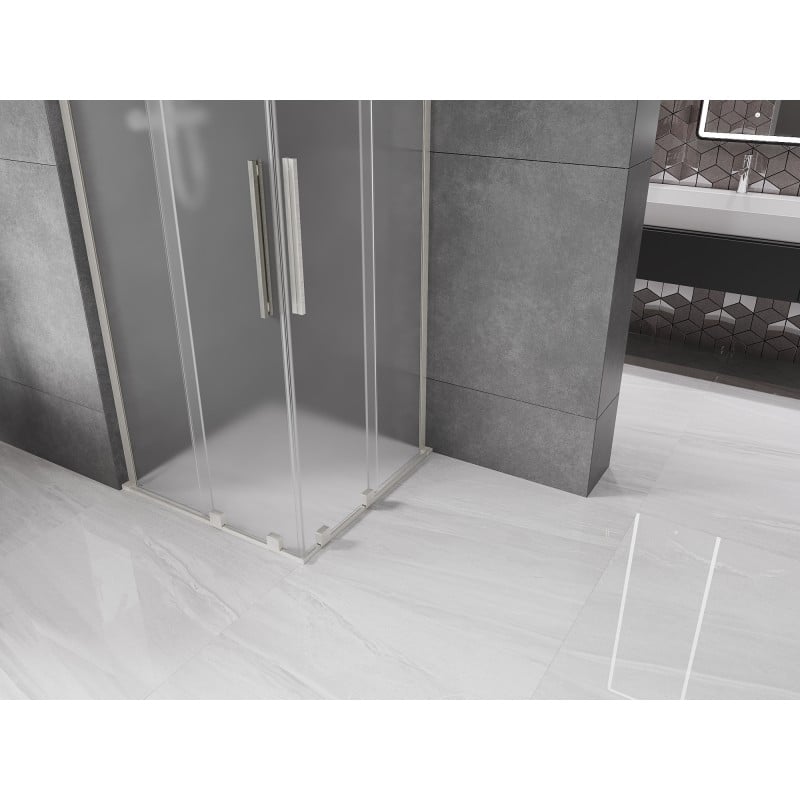 Mexen Velar L Duo kabina prysznicowa rozsuwana 80 x 80 cm, szron, nikiel szczotkowany - 871-080-080-02-33-97
