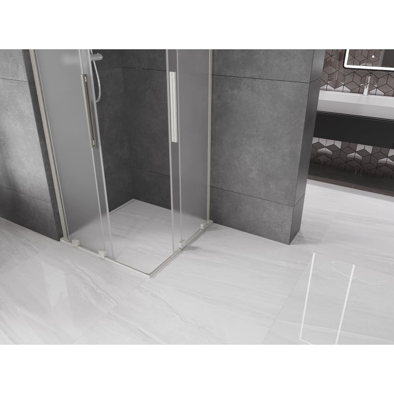 Mexen Velar L Duo kabina prysznicowa rozsuwana 90 x 90 cm, szron, nikiel szczotkowany - 871-090-090-02-33-97