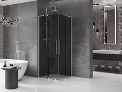 Mexen Velar L Duo kabina prysznicowa rozsuwana 80 x 80 cm, grafit, nikiel szczotkowany - 871-080-080-02-43-97