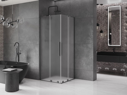 Mexen Velar L Duo kabina prysznicowa rozsuwana 80 x 80 cm, szron, gun metal - 871-080-080-02-33-95