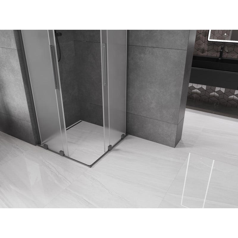 Mexen Velar L Duo kabina prysznicowa rozsuwana 80 x 80 cm, szron, gun metal - 871-080-080-02-33-95