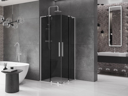 Mexen Velar L Duo kabina prysznicowa rozsuwana 80 x 80 cm, grafit, chrom - 871-080-080-02-43-01