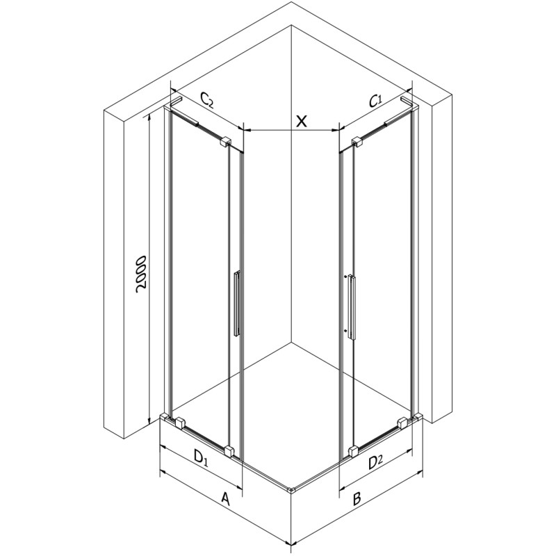 Mexen Velar L Duo kabina prysznicowa rozsuwana 90 x 90 cm, grafit, chrom - 871-090-090-02-43-01