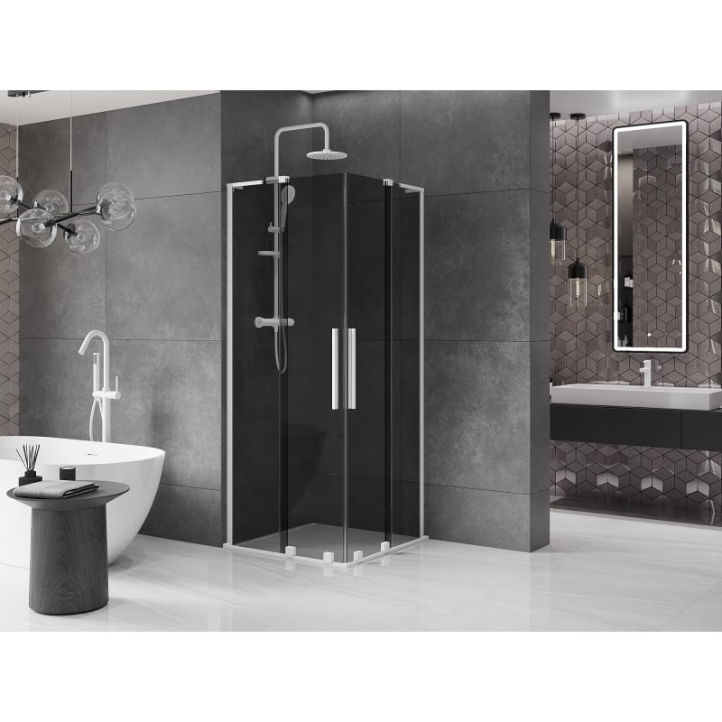 Mexen Velar L Duo kabina prysznicowa rozsuwana 80 x 80 cm, grafit, biała - 871-080-080-02-43-20