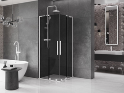 Mexen Velar L Duo kabina prysznicowa rozsuwana 80 x 80 cm, grafit, biała - 871-080-080-02-43-20